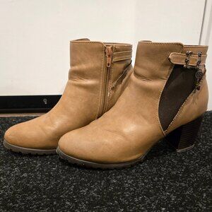 Axes Femme Lolita Scalloped Brown Ankle Booties - Size L, US8